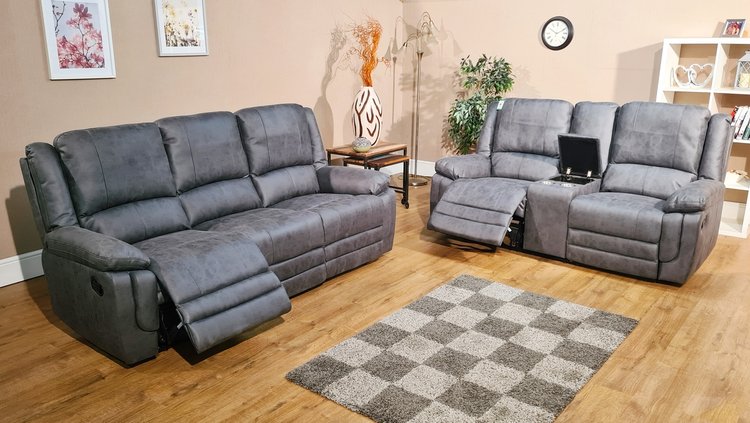 Barletta Grey Fabric Recliner Sofa