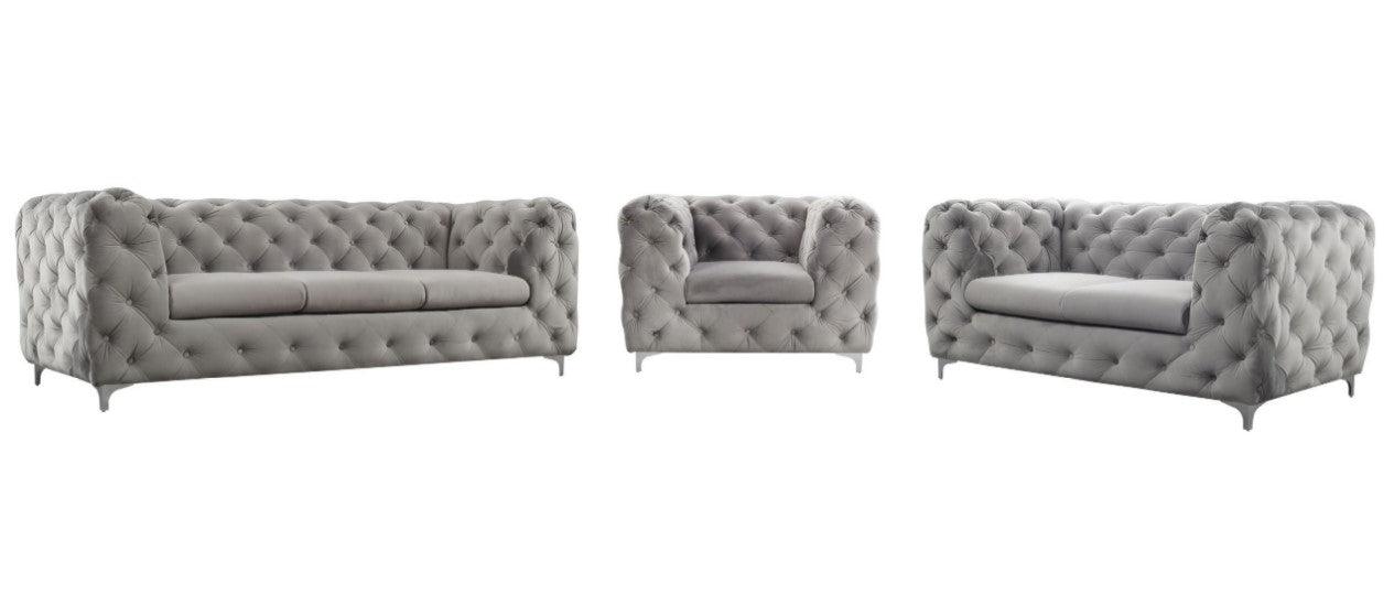 Sofia Button Grey Fabric Sofa Collection - loveyourbed.co.uk