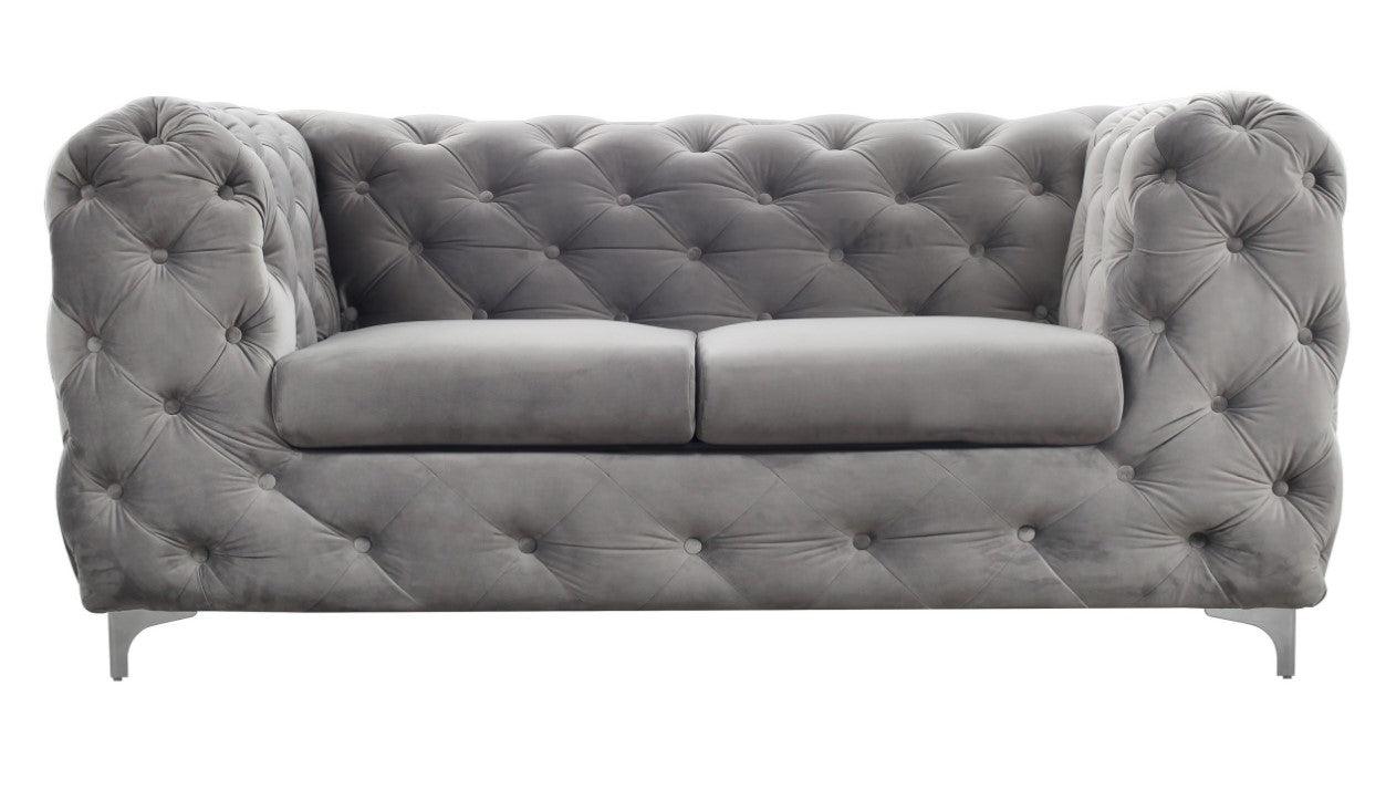 Sofia Button Grey Fabric Sofa Collection - loveyourbed.co.uk