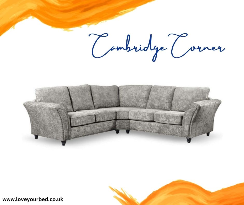 Cambridge Fabric Corner Sofa  - Platinum & Stone