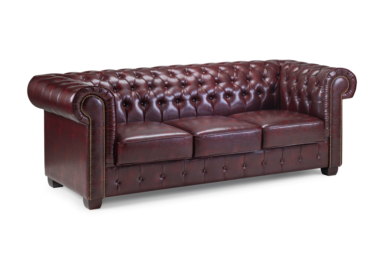 Antique Chesterfield Leather 3 Seater