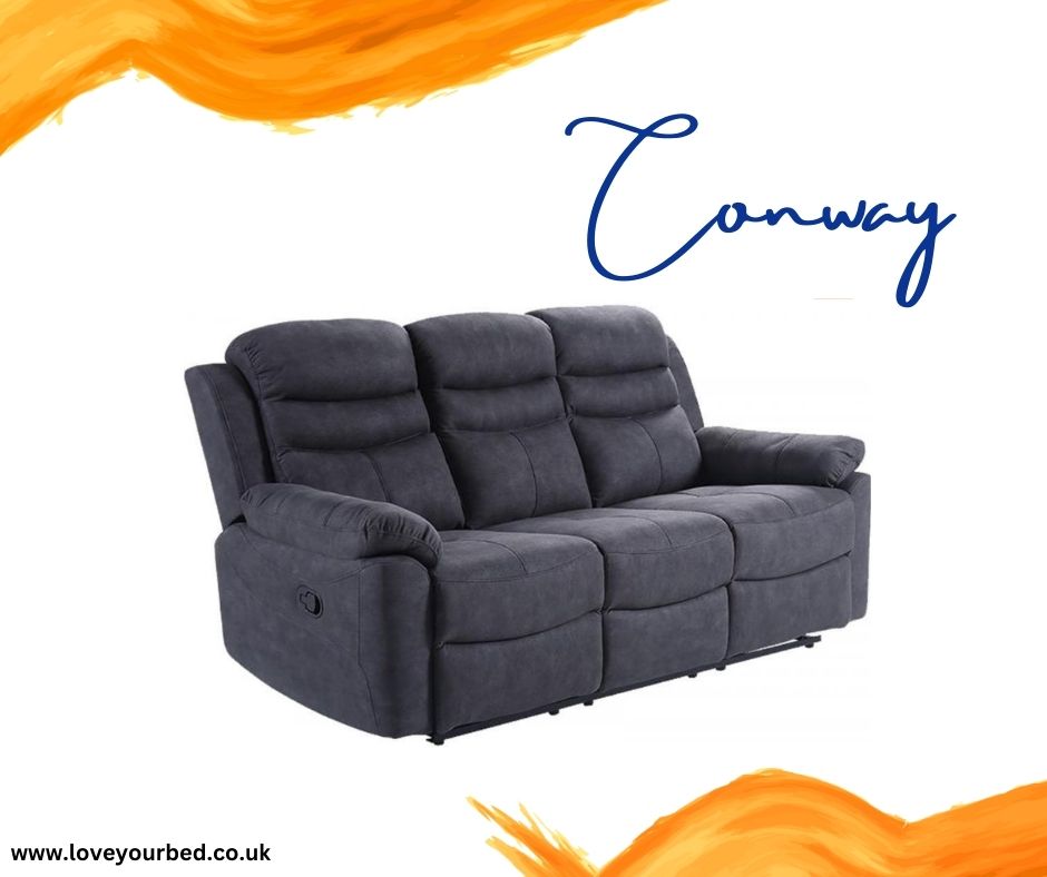 Conway Gloucester Fabric Recliner Sofa Collection - Charcoal