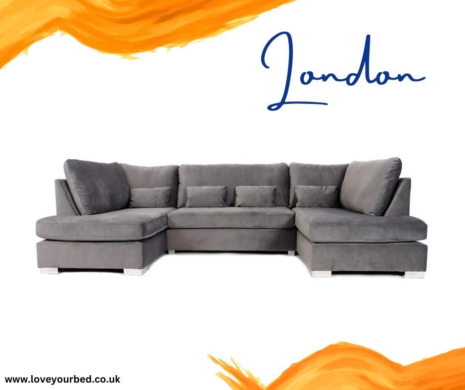 London U Shape Sofa In Plush Velvet