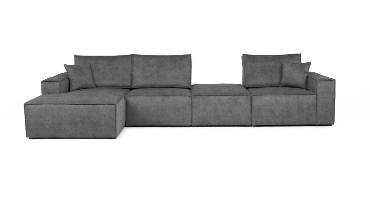 Azzuro Grey Fabric Modular Corner Sofa - loveyourbed.co.uk