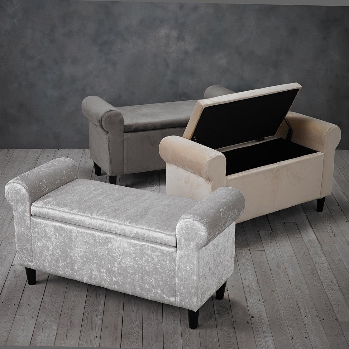 Highgrove Storage Ottoman Silver - loveyourbed.co.uk