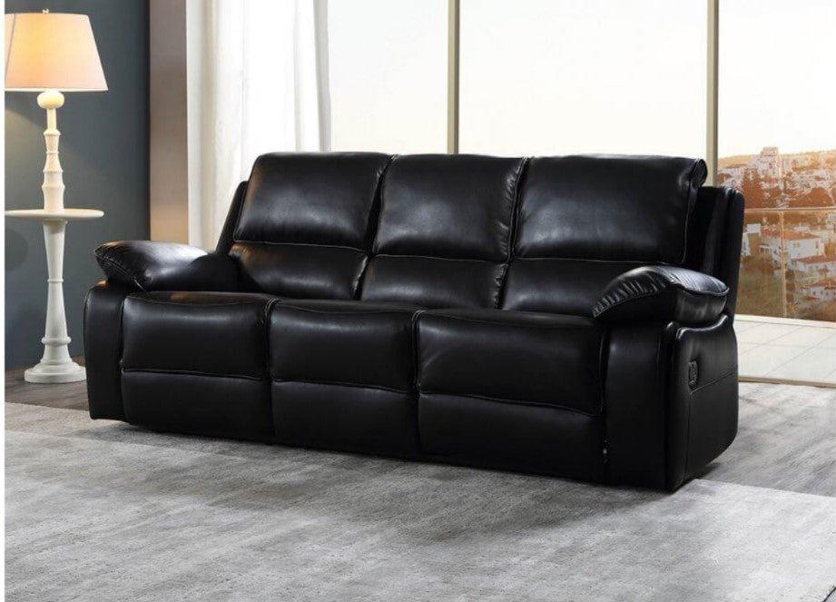 Holden Leather Recliner Sofa Set - Black - loveyourbed.co.uk