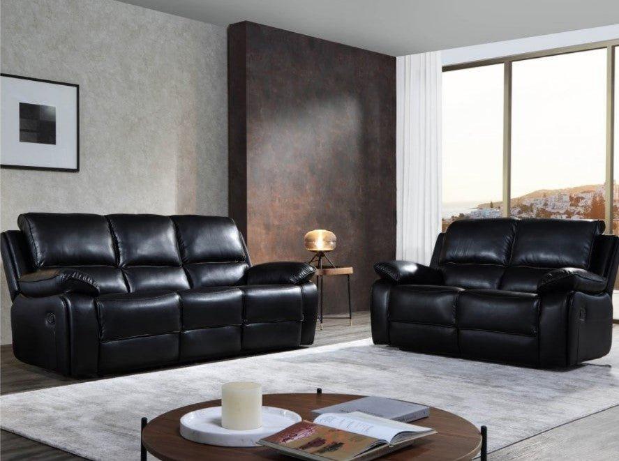 Holden Leather Recliner Sofa Set - Black - loveyourbed.co.uk