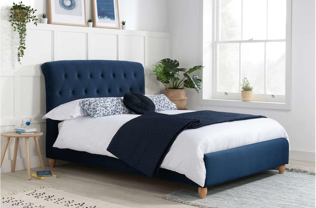 Brompton Fabric Bed In Midnight Blue - loveyourbed.co.uk