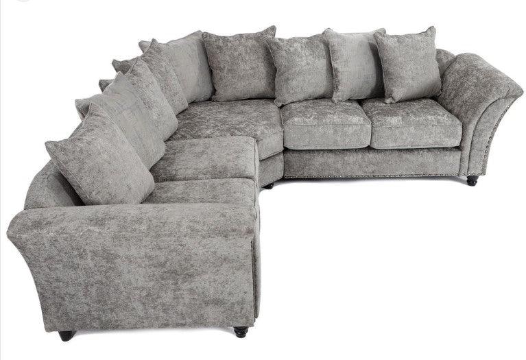 Cambridge Fabric Corner Sofa - Platinum & Stone - loveyourbed.co.uk