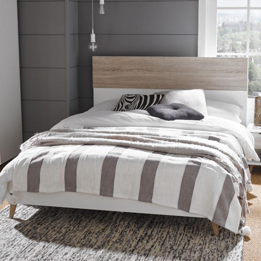 Stockholm Scandinavian Oak / White Bed Frame - loveyourbed.co.uk